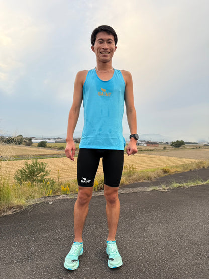 【日本陸連規定内】SA1NT メンズ P1 レース コンプレッションショーツ（ひも付きタイプ) 黒  高着圧  高機能 全身正面