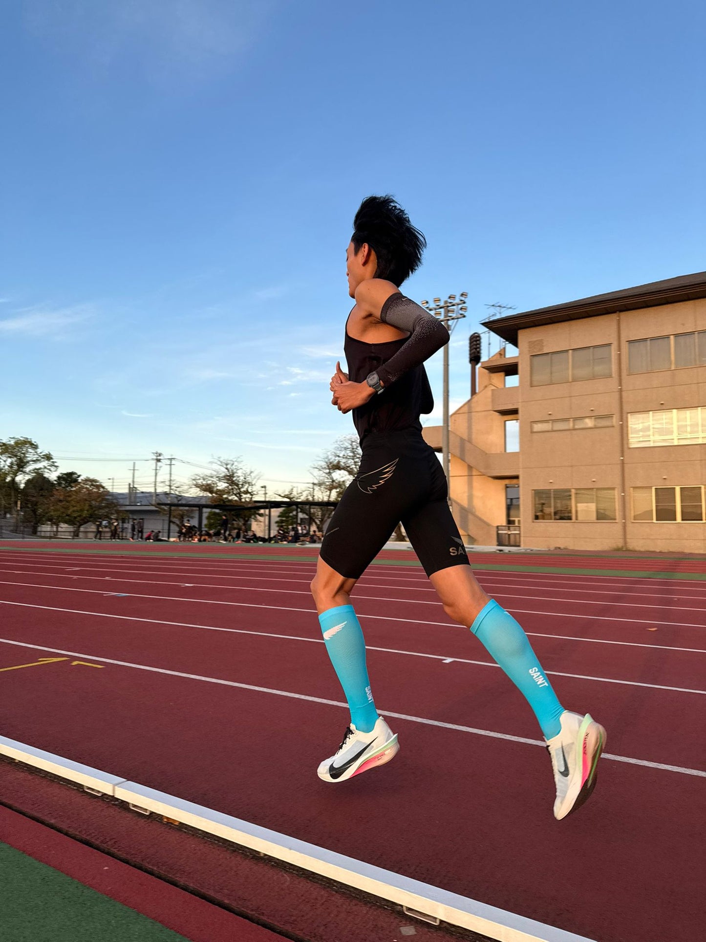 レース コンプレッションソックス | ブルー・ホワイト