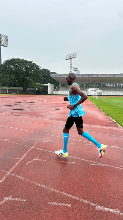 レース コンプレッションソックス | ブルー・ホワイト